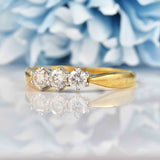 Ellibelle Jewellery Vintage Diamond 18ct Gold Three-Stone Engagement Ring (0.57cts)
