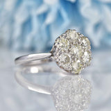 Ellibelle Jewellery Vintage Diamond 18ct White Gold Cluster Engagement Ring (1.40cts)