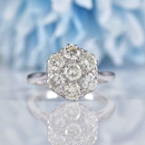 Ellibelle Jewellery Vintage Diamond 18ct White Gold Cluster Engagement Ring (1.40cts)