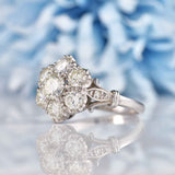 Ellibelle Jewellery Vintage Diamond 18ct White Gold Cluster Engagement Ring (1.65ct)
