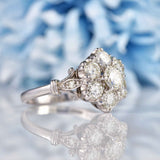 Ellibelle Jewellery Vintage Diamond 18ct White Gold Cluster Engagement Ring (1.65ct)