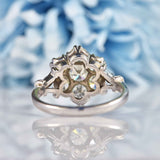 Ellibelle Jewellery Vintage Diamond 18ct White Gold Cluster Engagement Ring (1.65ct)