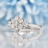 Ellibelle Jewellery Vintage Diamond 18ct White Gold Cluster Ring (0.95ct)