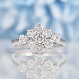 Ellibelle Jewellery Vintage Diamond 18ct White Gold Cluster Ring (0.95ct)
