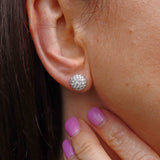 Ellibelle Jewellery Vintage Diamond 18ct White Gold Cluster Stud Earrings