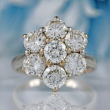 Ellibelle Jewellery Vintage Diamond 18ct White Gold Daisy Cluster Engagement Ring (2.30cts)