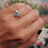 Ellibelle Jewellery Vintage Diamond 18ct White Gold Daisy Cluster Ring (1.25cts)