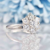 Ellibelle Jewellery Vintage Diamond 18ct White Gold Daisy Cluster Ring (1.25cts)