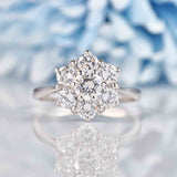 Ellibelle Jewellery Vintage Diamond 18ct White Gold Daisy Cluster Ring (1.25cts)