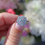 Ellibelle Jewellery Vintage Diamond 18ct White Gold Daisy Cluster Ring (1.45cts)