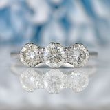 Ellibelle Jewellery Vintage Diamond 18ct White Gold Three-Stone Engagement Ring (1.24cts)