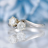 Ellibelle Jewellery Vintage Diamond 18ct White Gold Toi et Moi Crossover Ring (0.50cts)
