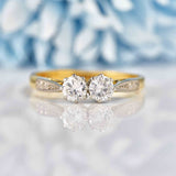 Ellibelle Jewellery Vintage Diamond Gold & Platinum Two-Stone Ring (0.50cts)