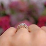 Ellibelle Jewellery Vintage Emerald-Cut Diamond Platinum Three-Stone Engagement Ring (0.75cts)