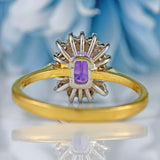 Ellibelle Jewellery Vintage Emerald-Cut Pink Sapphire & Diamond 18ct Gold Cluster Engagement Ring