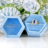 Ellibelle Jewellery Vintage Emerald-Cut Sapphire & Diamond 18ct Gold Cluster Ring