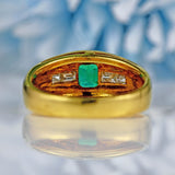 Ellibelle Jewellery Vintage Emerald & Diamond 18ct Gold Bombe Dress Ring