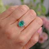 Ellibelle Jewellery Vintage Emerald & Diamond 18ct Gold Cluster Engagement Ring (1.20ct)