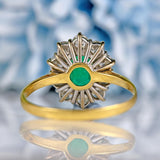 Ellibelle Jewellery Vintage Emerald & Diamond 18ct Gold Cluster Engagement Ring (1.20ct)