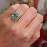 Ellibelle Jewellery Vintage Emerald & Diamond 18ct Gold Cluster Engagement Ring (1.95ct)