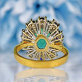 Ellibelle Jewellery Vintage Emerald & Diamond 18ct Gold Cluster Engagement Ring (1.95ct)