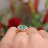 Ellibelle Jewellery Vintage Emerald & Diamond 18ct Gold Cluster Engagement Ring (1.95ct)