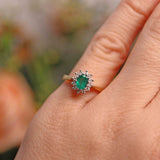Ellibelle Jewellery Vintage Emerald & Diamond 18ct Gold Cluster Ring (0.40ct)
