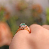 Ellibelle Jewellery Vintage Emerald & Diamond 18ct Gold Cluster Ring (0.40ct)