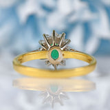 Ellibelle Jewellery Vintage Emerald & Diamond 18ct Gold Cluster Ring (0.40ct)