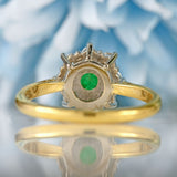 Ellibelle Jewellery Vintage Emerald & Diamond 18ct Gold Cluster Ring