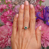 Ellibelle Jewellery Vintage Emerald & Diamond 18ct Gold Cluster Ring