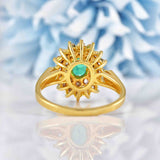 Ellibelle Jewellery Vintage Emerald & Diamond 18ct Gold Cluster Ring