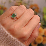Ellibelle Jewellery Vintage Emerald & Diamond 18ct Gold Cluster Ring