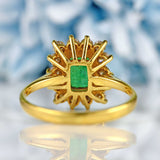 Ellibelle Jewellery Vintage Emerald & Diamond 18ct Gold Cluster Ring