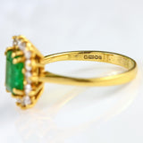 Ellibelle Jewellery Vintage Emerald & Diamond 18ct Gold Cluster Ring