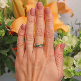 Ellibelle Jewellery Vintage Emerald & Diamond 18ct Gold Crossover Band Ring