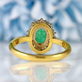 Ellibelle Jewellery Vintage Emerald & Diamond 18ct Gold Oval Cluster Ring