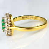Ellibelle Jewellery Vintage Emerald & Diamond 18ct Gold Oval Cluster Ring