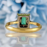 Ellibelle Jewellery Vintage Emerald & Diamond 18ct Gold Platinum Cluster Ring