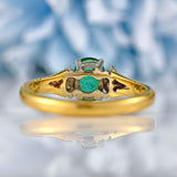 Ellibelle Jewellery Vintage Emerald & Diamond 18ct Gold Seven-Stone Ring