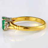Ellibelle Jewellery Vintage Emerald & Diamond 18ct Gold Seven-Stone Ring