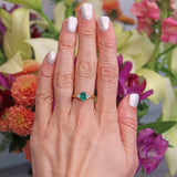 Ellibelle Jewellery Vintage Emerald & Diamond 18ct Gold Seven-Stone Ring