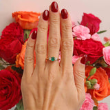 Ellibelle Jewellery Vintage Emerald & Diamond 18ct Gold Three-Stone Trilogy Engagement Ring