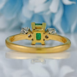 Ellibelle Jewellery Vintage Emerald & Diamond 18ct Gold Three-Stone Trilogy Engagement Ring
