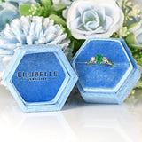 Ellibelle Jewellery Vintage Emerald & Diamond 18ct Gold Three-Stone Trilogy Ring (0.73cts)