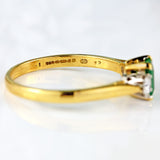 Ellibelle Jewellery Vintage Emerald & Diamond 18ct Gold Three-Stone Trilogy Ring (0.73cts)