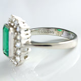 Ellibelle Jewellery Vintage Emerald & Diamond 18ct White Gold Cluster Engagement Ring (2.75cts)