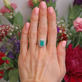 Ellibelle Jewellery Vintage Emerald & Diamond 18ct White Gold Cluster Engagement Ring (2.75cts)