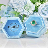 Ellibelle Jewellery Vintage Emerald & Diamond 18ct White Gold Cluster Engagement Ring