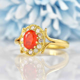 Ellibelle Jewellery Vintage Fire Opal & Diamond Gold Cluster Ring